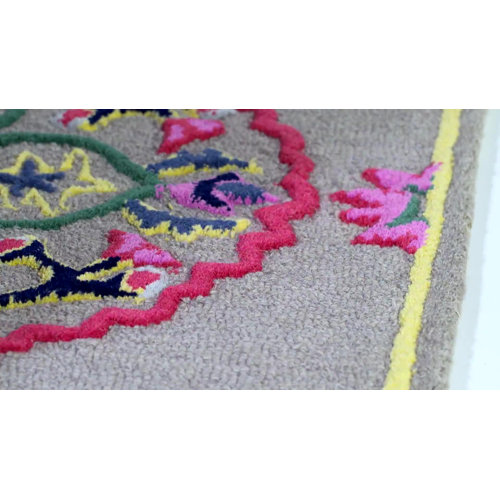 Bungalow Rose Blokzijl Oriental Handmade Tufted Wool Area Rug in Dark